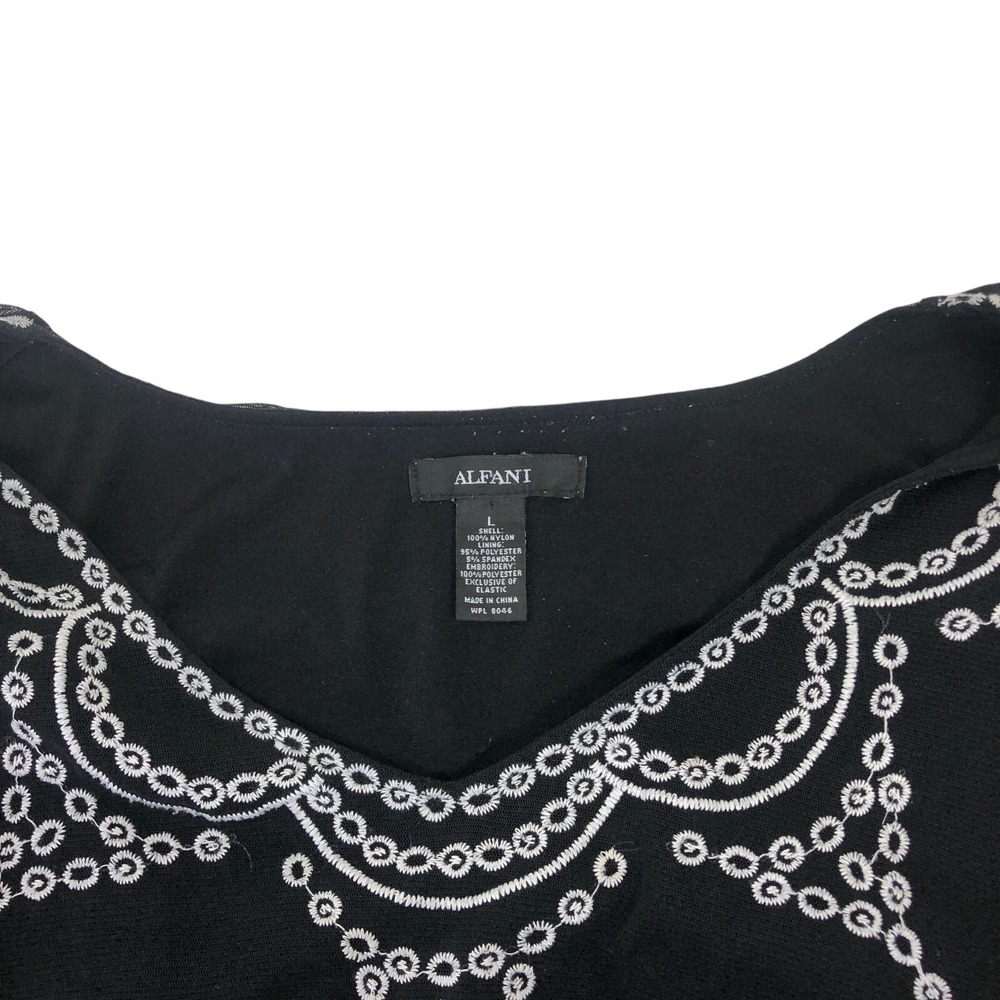 Alfani Embroidered Lace Tunic Top Size L Dolman Sleeve Ruffle Boho Western Shirt - Picture 10 of 10